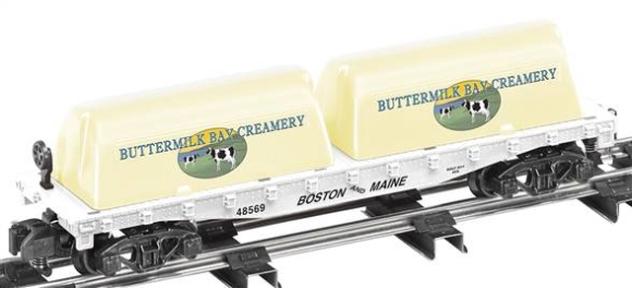 Picture of AF Boston & Maine Flatcar w/ Buttermilk Creamery Containers