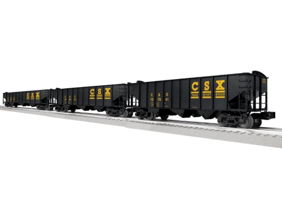 Picture of Lionel CSX 3-Bay Hopper w/ Peaked-Ends 3-pk B