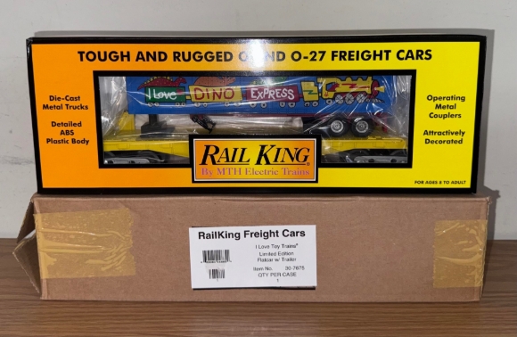 Picture of MTH RailKing 'I Love Toy Trains' Flatcar w/ Trailer