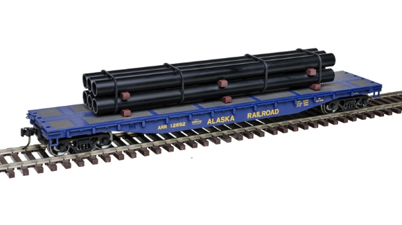 Picture of ATLAS 'Trainman' Alaska 52'6" Flatcar w/ Pipe Load