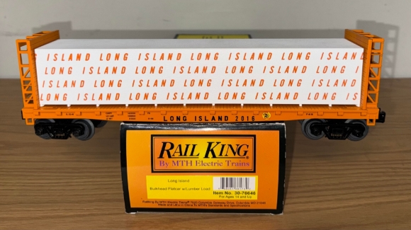 Picture of MTH RailKing Long Island Bulkhead Flatcar w/ Lumber Load