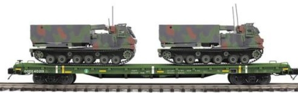 Picture of U.S. Army 60' Flatcar w/(2) Rocket Launcher Vehicles