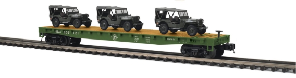 Picture of MTH Premier U.S. Army Flatcars w/ (3) Willy's Transport Vehicles
