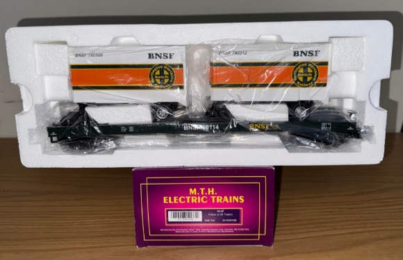 Picture of MTH Premier BNSF Flatcar w/ 20' Trailers