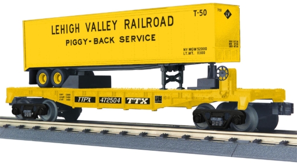 Picture of MTH RailKing Lehigh Valley TTX Flatcar w/ 40' Trailer