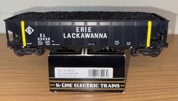 Picture of K-Line Erie Lackawanna Die-Cast Hopper w/ Coal Load #33249 (operated)